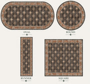 Dallas Siyah Bej Geometrik Kilim Desenli Yıkanabilir Özel Ölçü Halı - ürün görseli