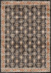 Dallas Siyah Bej Geometrik Kilim Desenli Yıkanabilir Özel Ölçü Halı - ürün görseli