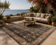 Dallas Siyah Bej Geometrik Kilim Desenli Yıkanabilir Özel Ölçü Halı - ürün görseli