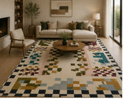 Lancaster Krem Renkli Geometrik Desenli Modern Yıkanabilir Özel Ölçü Halı - ürün görseli