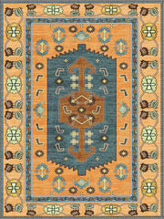 Nacogdoches Turuncu Mavi Geometrik Desenli Vintage Yıkanabilir Özel Ölçü Halı - ürün görseli
