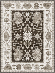 Brenham Uşak Desenli Kahverengi ve Krem Vintage Yıkanabilir Özel Ölçü Halı - ürün görseli