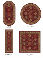 Sheffield Geleneksel Geometrik Desenli Bordo ve Krem Vintage Yıkanabilir Özel Ölçü Halı - ürün görseli