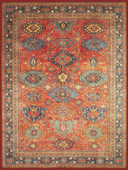 Coventry El Halısı Desenli Kiremit ve Mavi Vintage Yıkanabilir Özel Ölçü Halı - ürün görseli
