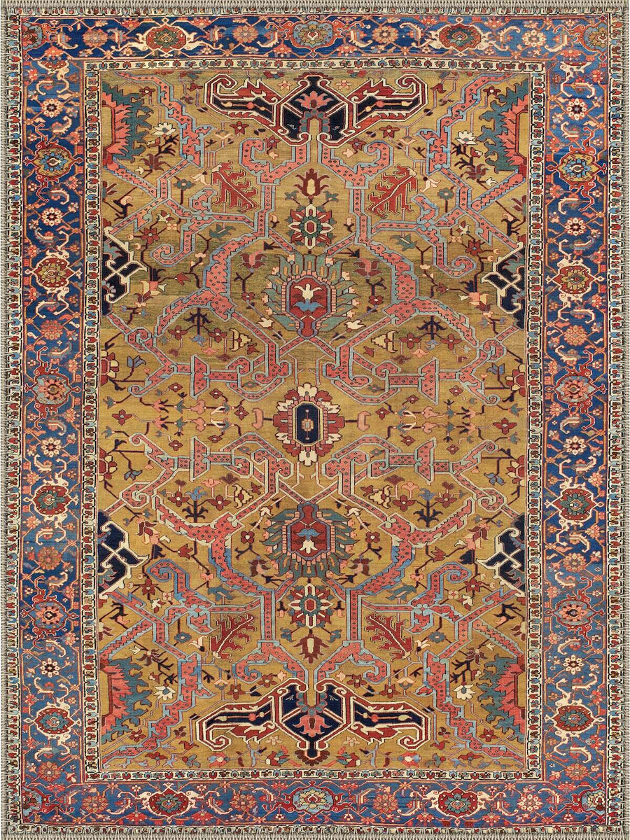 Canterbury Geometrik El Halısı Desenli Vintage Yıkanabilir Özel Ölçü Halı - ürün görseli