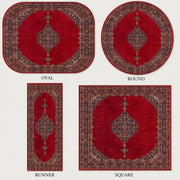 Durham Madalyonlu El Halısı Desenli Kırmızı Vintage Yıkanabilir Özel Ölçü Halı - ürün görseli
