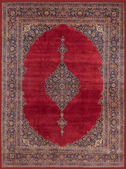 Durham Madalyonlu El Halısı Desenli Kırmızı Vintage Yıkanabilir Özel Ölçü Halı - ürün görseli