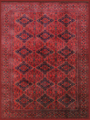 Bath Geometrik Madalyon Desenli El Halısı Görünümlü Kırmızı Vintage Yıkanabilir Özel Ölçü Halı - ürün görseli