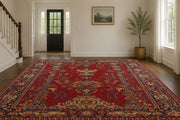 Hereford Çiçekli El Halısı Desenli Kırmızı Vintage Yıkanabilir Özel Ölçü Halı - ürün görseli