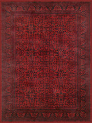 Ely Kırmızı Geometrik Desenli Vintage Yıkanabilir Özel Ölçü Halı - ürün görseli