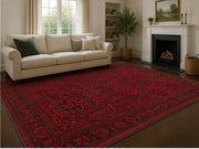 Ely Kırmızı Geometrik Desenli Vintage Yıkanabilir Özel Ölçü Halı - ürün görseli