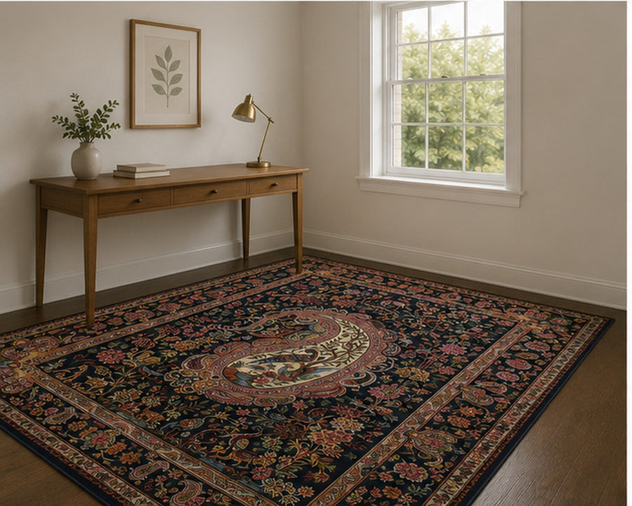 Lichfield Kuş ve Çiçek Desenli Vintage Yıkanabilir Özel Ölçü Halı - ürün görseli