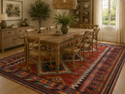 Colchester Kırmızı Geometrik Kilim Desenli Vintage Yıkanabilir Özel Ölçü Halı - ürün görseli