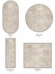 Sokrates Modern Geometrik Krem ve Gri Minimal Yıkanabilir Özel Ölçü Halı - ürün görseli