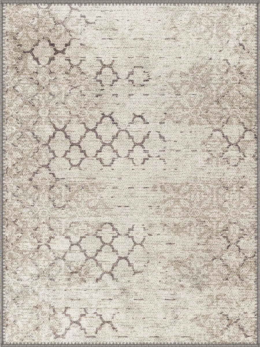 Sokrates Modern Geometrik Krem ve Gri Minimal Yıkanabilir Özel Ölçü Halı - ürün görseli