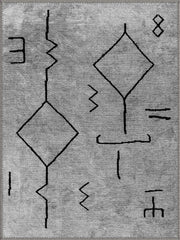 Kant Modern Geometrik Gri ve Siyah Soyut Yıkanabilir Özel Ölçü Halı - ürün görseli