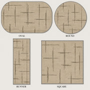 Castroville Modern Geometrik Krem ve Kahverengi Çizgili Minimal Yıkanabilir Özel Ölçü Halı - ürün görseli