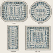 Spinoza Modern Geometrik Mavi ve Krem Desenli Vintage Yıkanabilir Özel Ölçü Halı - ürün görseli