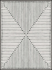 Cleburne Modern Geometrik Siyah Beyaz Çizgili Minimal Yıkanabilir Özel Ölçü Halı - ürün görseli