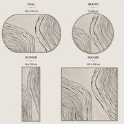 Bergson Modern Geometrik Siyah Beyaz Dalgalı Çizgili Minimal Yıkanabilir Özel Ölçü Halı - ürün görseli