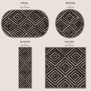 Schopenhauer Modern Geometrik Siyah ve Bej Elmas Desenli Yıkanabilir Özel Ölçü Halı - ürün görseli