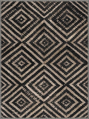 Schopenhauer Modern Geometrik Siyah ve Bej Elmas Desenli Yıkanabilir Özel Ölçü Halı - ürün görseli