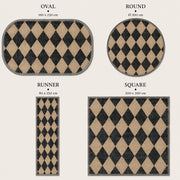 Kierkegaard Modern Geometrik Siyah ve Bej Elmas Desenli Yıkanabilir Özel Ölçü Halı - ürün görseli