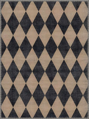 Kierkegaard Modern Geometrik Siyah ve Bej Elmas Desenli Yıkanabilir Özel Ölçü Halı - ürün görseli
