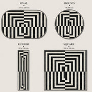 Euclid Modern Geometrik Siyah ve Krem Desenli Yıkanabilir Özel Ölçü Halı - ürün görseli