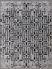 Newton Geometrik Desenli Gri ve Siyah Yıkanabilir Özel Ölçü Halı - ürün görseli