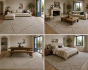 Rockwall Minimalist Geometrik Desenli Gri Yıkanabilir Özel Ölçü Halı - ürün görseli