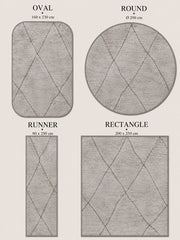 Rockwall Minimalist Geometrik Desenli Gri Yıkanabilir Özel Ölçü Halı - ürün görseli