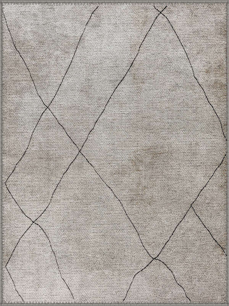 Rockwall Minimalist Geometrik Desenli Gri Yıkanabilir Özel Ölçü Halı - ürün görseli