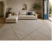 Rockwall Minimalist Geometrik Desenli Gri Yıkanabilir Özel Ölçü Halı - ürün görseli