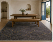 Seguin Geometrik Desenli Antrasit ve Altın Yıkanabilir Özel Ölçü Halı - ürün görseli