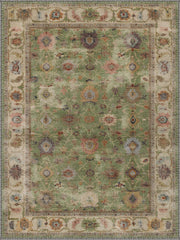 Amsterdam Vintage Çiçekli Desenli Adaçayı Yeşili ve Krem Yıkanabilir Özel Ölçü Halı - ürün görseli