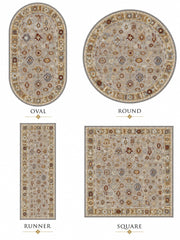 Brugge Vintage Geometrik Desenli Gri ve Krem Yıkanabilir Özel Ölçü Halı - ürün görseli