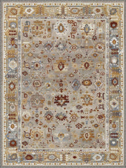 Brugge Vintage Geometrik Desenli Gri ve Krem Yıkanabilir Özel Ölçü Halı - ürün görseli