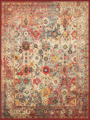 Bordeaux Vintage Geometrik Çiçekli Desenli Krem ve Kiremit Yıkanabilir Özel Ölçü Halı - ürün görseli