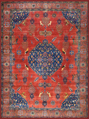 Avignon Vintage Madalyon Desenli Kiremit ve Lacivert Yıkanabilir Özel Ölçü Halı - ürün görseli