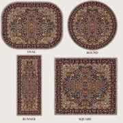 Lozan Vintage Madalyon Desenli Lacivert ve Pastel Tonlu Yıkanabilir Özel Ölçü Halı - ürün görseli