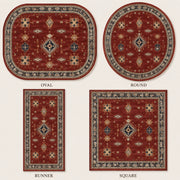 Luzern Vintage Geometrik Desenli Bordo ve Lacivert Yıkanabilir Özel Ölçü Halı - ürün görseli