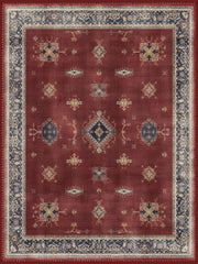Luzern Vintage Geometrik Desenli Bordo ve Lacivert Yıkanabilir Özel Ölçü Halı - ürün görseli