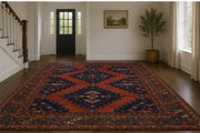 Marlowe Vintage Geometrik Desenli Kiremit ve Lacivert Yıkanabilir Özel Ölçü Halı - ürün görseli