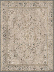 Clara Vintage Madalyon Desenli Krem ve Bej Yıkanabilir Özel Ölçü Halı - ürün görseli