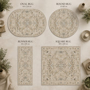 Verona Vintage Geometrik Desenli Krem ve Açık Mavi Yıkanabilir Özel Ölçü Halı - ürün görseli