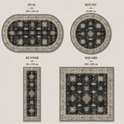 Braga Vintage Geometrik Desenli Siyah, Krem ve Bej Tonlarında Yıkanabilir Özel Ölçü Halı - ürün görseli
