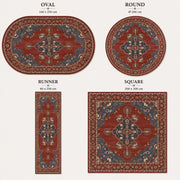 Sintra Vintage Madalyon Desenli Kırmızı ve Lacivert Yıkanabilir Özel Ölçü Halı - ürün görseli