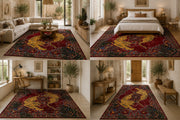 Granada Vintage Kaplan Desenli Bordo ve Lacivert Yıkanabilir Özel Ölçü Halı - ürün görseli