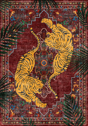 Granada Vintage Kaplan Desenli Bordo ve Lacivert Yıkanabilir Özel Ölçü Halı - ürün görseli